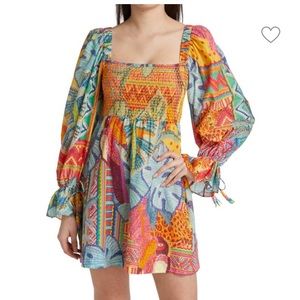 Summer Tapestry Smocked Minidress